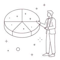 Data scientist analyzing a holographic pie chart concept as A data scientist stands before a large holographic pie chart with glossy reflections illuminating their face The backgr Cleans vector