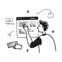 Developer candidly testing code on a futuristic device concept as A candid photo of a developer testing code on a sleek futuristic device in a tech hub The developer is deeply eng Cleans vector