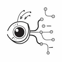 Digital AI eye with neural connections on an isolated white background concept as A digital representation of an AI eye with neural connections radiating outward isolated on a whit Cleans vector
