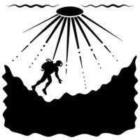 Diver in Glossy Ocean Depths with Sun Rays concept as A diver exploring the glossy depths of the ocean with sun rays filtering through the water creating a mystical atmosphere The Cleans vector