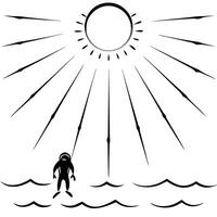 Diver in Glossy Ocean Depths with Sun Rays concept as A diver exploring the glossy depths of the ocean with sun rays filtering through the water creating a mystical atmosphere The Cleans Set 2 vector