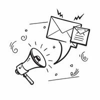 Envelope and megaphone border frame with Email Campaign text and copy space concept as A dynamic border frame featuring an envelope and megaphone at opposite corners with the text Cleans vector