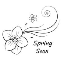 Falling Cherry Blossom and Breeze Symbol with Spring Breeze Text concept as A cherry blossom petal and breeze symbol floating together with Spring Breeze text subtly included at th Cleans Set 2 vector