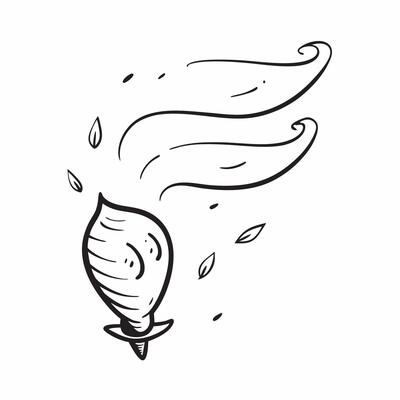 Falling Leaf and Wind Swirl with Autumn Breeze Text concept as A falling leaf and wind swirl floating together with Autumn Breeze text subtly included at the bottom The elements a Cleans Set 3