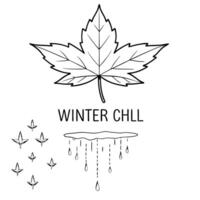 Falling Leaf and Frost Crystal with Winter Chill Text concept as A falling leaf and frost crystal floating together with Winter Chill text subtly included at the bottom The elemen Cleans Set 2 vector