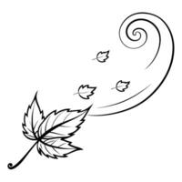Falling Leaf and Wind Swirl with Autumn Breeze Text concept as A falling leaf and wind swirl floating together with Autumn Breeze text subtly included at the bottom The elements a Cleans Set 2 vector
