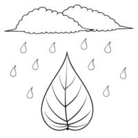 Falling Raindrop and Leaf with Rainy Day Text concept as A raindrop and leaf floating together as if falling with Rainy Day text subtly included at the bottom The elements are iso Cleans vector