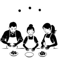 Family Making Mooncakes Together concept as A candid shot of a family making mooncakes together in the kitchen with flour covered hands and joyful expressions The scene captures t Cleans Set 2 vector