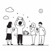Family enjoying a picnic in the park with fresh lemonade concept as A candid shot of a family enjoying a picnic in the park with children playing and adults sipping fresh lemonade Cleans vector
