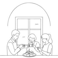 Family Sharing Mooncakes During Mid Autumn Festival concept as A candid shot of a family sharing mooncakes in a warm and cozy setting with natural light streaming through a window Cleans vector