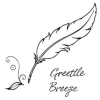 Feather and Wind Symbol with Gentle Breeze Text concept as A delicate feather and wind symbol floating together with Gentle Breeze text at the bottom The elements are isolated on Cleans Set 2 vector
