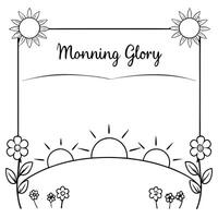 Field of Flowers and Sunrise Border Frame with Copy Space concept as A border frame featuring a field of flowers and a sunrise on opposite ends with ample copy space in the middle Cleans Set 2 vector