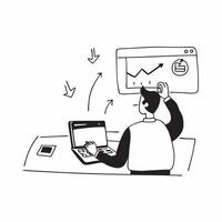 Financial officer checking investment performance on a laptop while sitting in a modern office concept as A candid shot of a financial officer checking investment performance on a Cleans vector