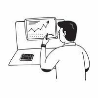 Financial officer analyzing stock market trends on a computer screen concept as A candid image capturing a financial officer intensely analyzing stock market trends on a computer s Cleans vector