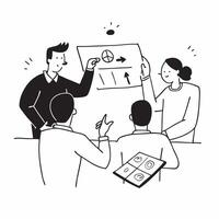 Financial officer explaining financial forecasts to a team in a strategy meeting concept as A candid shot capturing a financial officer explaining financial forecasts to a team dur Cleans vector