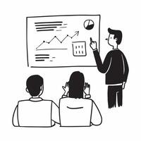 Financial officer leading a financial presentation with a projector concept as A candid image capturing a financial officer leading a presentation with a projector in a meeting roo Cleans vector