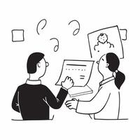 Financial officer reviewing financial statements with colleagues in a breakout room concept as A candid shot of a financial officer reviewing financial statements with colleagues i Cleans vector