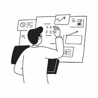Financial officer reviewing market data on multiple screens in a trading room concept as A candid image of a financial officer intensely reviewing market data on multiple screens i Cleans vector