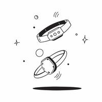 Fitness tracker with holographic activity rings and copy space concept as A fitness tracker displaying floating holographic activity rings glowing brightly The left side of the im Cleans vector