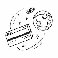 Flat Abstract bank card and globe with Digital Currency text concept as A illustration of an abstract bank card and globe with the text Digital Currency The design is isola Cleans vector