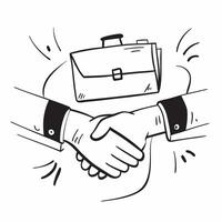 Flat Abstract briefcase and handshake with Business Deal text concept as A sleek design featuring an abstract briefcase and handshake with the text Business Deal The elemen Cleans vector