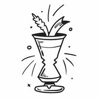 Flat Abstract cocktail shaker forming a tropical palm tree with Shaken Stirred text concept as A lively illustration where an abstract cocktail shaker morphs into a tropic Cleans vector