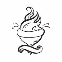 Flat Abstract chocolate curls forming a hot cocoa swirl with Warm Cozy text concept as A rich design where abstract chocolate curls form a swirling pattern complemented by Cleans vector