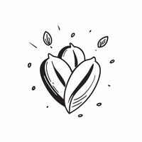 Flat Abstract coffee beans forming a heart shape with Brewed with Love text concept as A heartfelt illustration featuring abstract coffee beans arranged in a heart shape wit Cleans vector