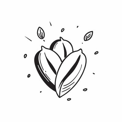 Flat Abstract coffee beans forming a heart shape with Brewed with Love text concept as A heartfelt illustration featuring abstract coffee beans arranged in a heart shape wit Cleans