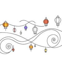 Flat Abstract Digital Art of Festival Parade concept as A vibrant glowing abstract representation of a Mid Autumn Festival parade with swirling lights and colorful floats Camera a Cleans vector