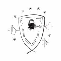 Flat Abstract cybersecurity shield with digital locks on an isolated white background concept as A stylized abstract shield with digital locks embedded within isolated on a white b Cleans vector