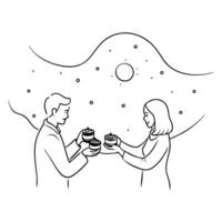 Flat Abstract Digital Art of Mooncake Sharing concept as A glowing abstract scene of people sharing mooncakes during the Mid Autumn Festival with vibrant colors and swirling light Cleans Set 2 vector