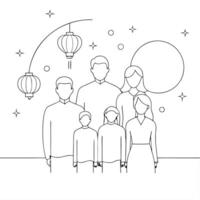 Flat Abstract Digital Art of Festive Reunion concept as A digital abstract scene of a family reunion during the Mid Autumn Festival with glowing elements and symbolic shapes repres Cleans vector
