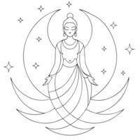 Flat Abstract Digital Art of Moon Goddess concept as A glowing abstract representation of the Moon Goddess a symbolic figure in the Mid Autumn Festival surrounded by luminous shape Cleans vector