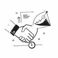 Flat Abstract financial chart and handshake with Partnership Growth text concept as A sleek illustration featuring an abstract financial chart and handshake with the text Pa Cleans vector