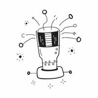 Flat Abstract glowing circuit forming a beer glass outline concept as A glowing circuit pattern forms the outline of a beer glass set against a dark tech inspired background The c Cleans vector