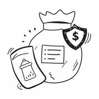 Flat Abstract money bag and shield with Financial Security text concept as A design showing an abstract money bag and shield paired with the text Financial Security The ele Cleans vector