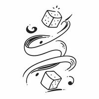 Flat Abstract sugar cubes forming a swirl with Sweet Smooth text concept as A smooth design where abstract sugar cubes create a swirling pattern paired with the text Sweet Cleans vector