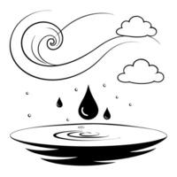 Flat Abstract Water Droplets with Floating Mist and Copy Space concept as Water droplets float in mid air surrounded by a swirling mist creating an abstract nature timelapse The l Cleans Set 2 vector