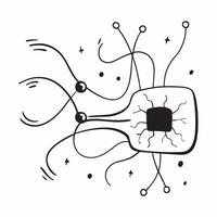 Flat AI inspired border with neural connections framing copy space concept as A border frame featuring AI inspired neural connections that surround a central copy space The neural Cleans vector