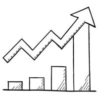 Flat Arrow icon pointing upwards suspended above a chart concept as An upward pointing arrow icon seemingly floating above a chart isolated on a white background The visual signif Cleans vector