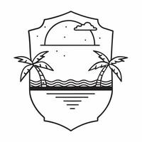 Flat Beach Sunset and Palms Border Frame with Copy Space concept as A border frame featuring a beach sunset and palm trees on opposite sides with ample copy space in the middle Tr Cleans Set 3 vector