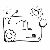 Flat Border frame with gears and bar chart for Process concept as A border frame featuring interlocking gears and a rising bar chart symbolizing the business process The frame pro Cleans vector