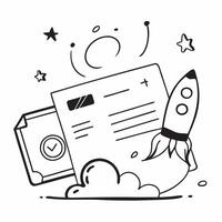 Flat Border frame with rocket and dollar sign for Launch concept as A modern border frame featuring a rocket and a dollar sign on opposite corners symbolizing the launch of a busin Cleans vector