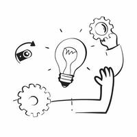 Flat Border frame with light bulb and gears for Innovation concept as A border frame design featuring a light bulb and interlocking gears representing innovation The frame include Cleans vector