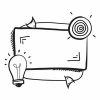 Flat Border frame with light bulb and target for Vision and copy space concept as A border frame designed with a light bulb and target representing Vision The elements frame a spa Cleans vector