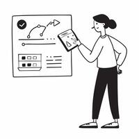 Flat Business professional candidly presenting on a holographic display concept as A candid image of a business professional presenting data on a holographic display during a meeti Cleans vector