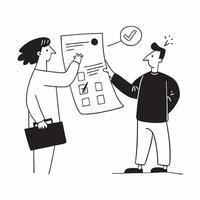 Flat Candid shot of a business consultant reviewing a clients growth plan concept as A candid shot of a business consultant reviewing a growth plan with a client capturing the focu Cleans vector