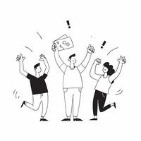Flat Candid moment of a startup team celebrating a funding milestone concept as A candid shot of a startup team celebrating after securing funding with the camera capturing the joy Cleans vector
