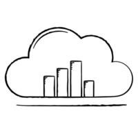 Flat Cloud icon with a bar chart floating within concept as A cloud icon with a bar chart seemingly floating within its borders isolated on a white background The visual suggests Cleans vector